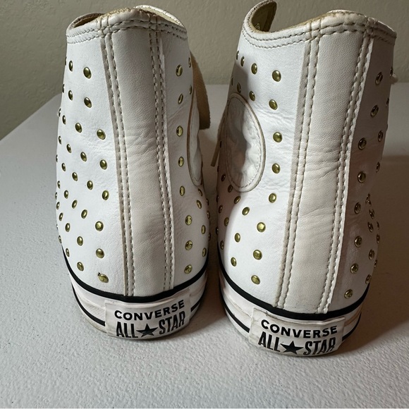 Converse White and Gold Studded High-Top Sneakers - Picture 5 of 10